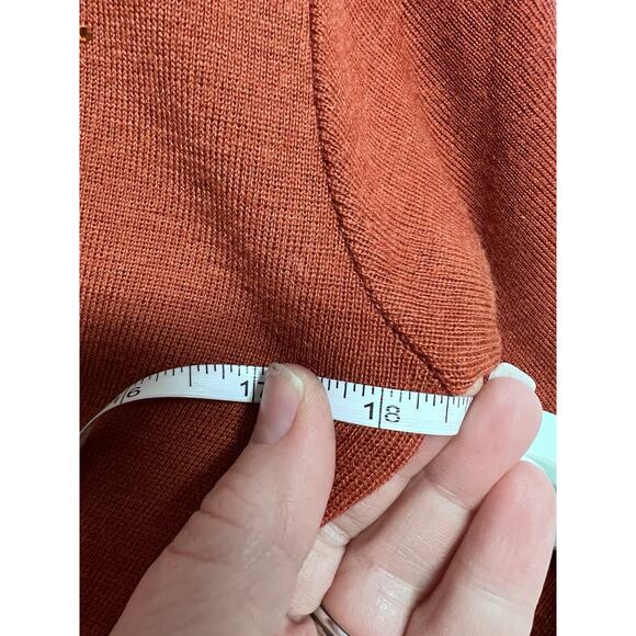 Vintage Mock Neck Sweater Womens Medium Rust Orange Rhinestones Groovy Hippie - Picture 6 of 7